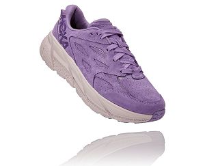 Hoka One One Clifton L Suede Mens Lifestyle Shoes Chalk Violet/Lilac Ash | AU-1725430